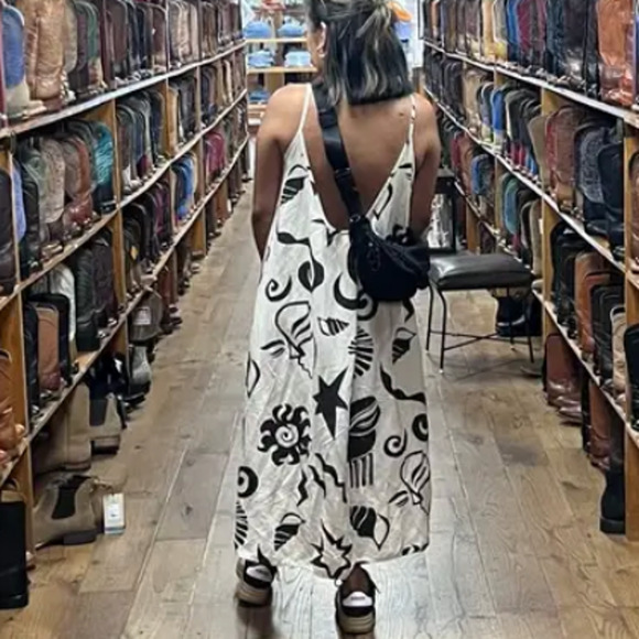 Untitled in Motion Linen Maxi Sundress MEDIUM Babydoll Vacation Dress Beach $354 - Picture 5 of 10